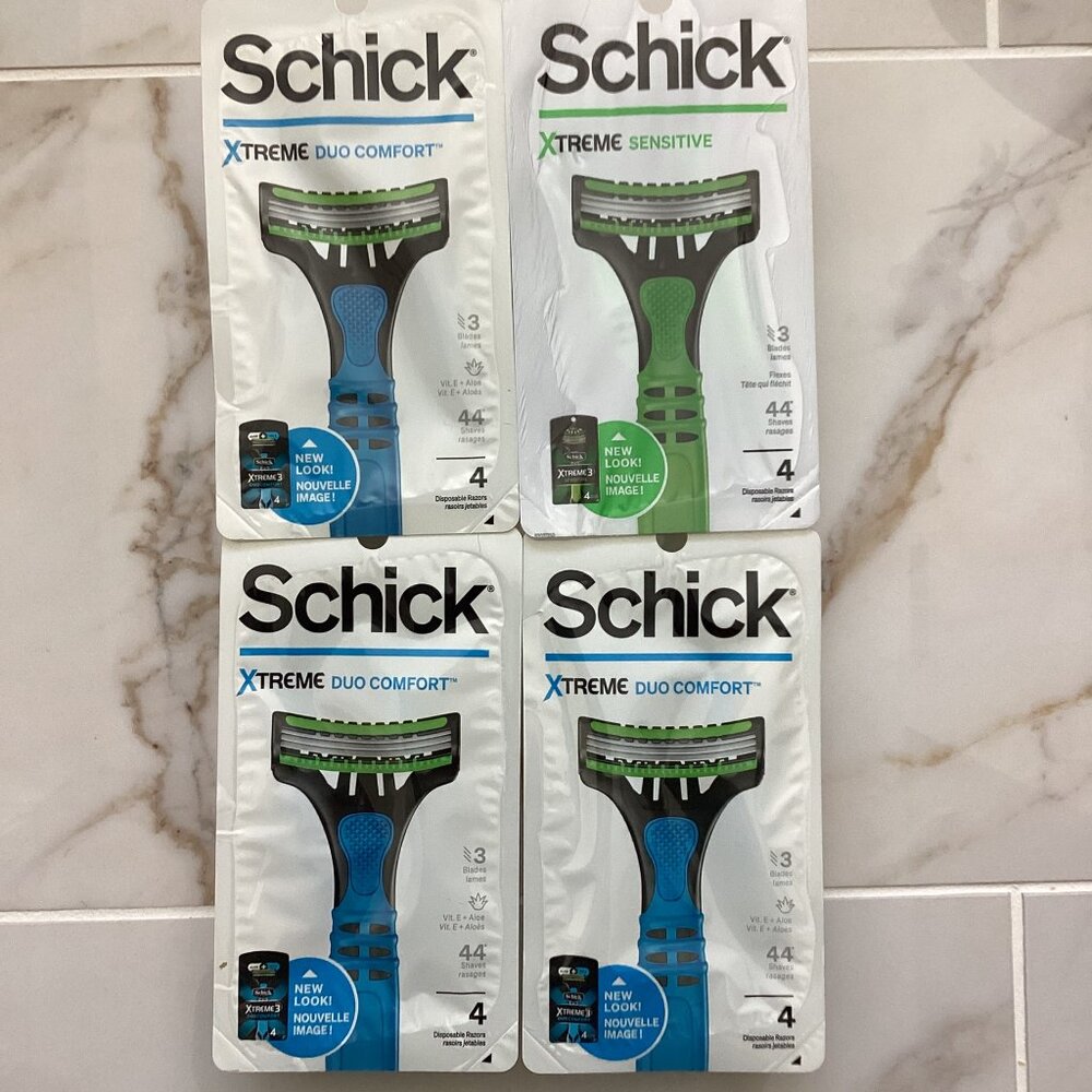 Schick Xtreme 3 Duo Comfort & Sensitive Razor Bundle 4-PACKS = 16 RAZORS TOTAL